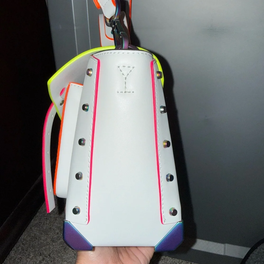 Michael Kors White Crossbody Handbag with Neon Accents - Picture 7 of 9